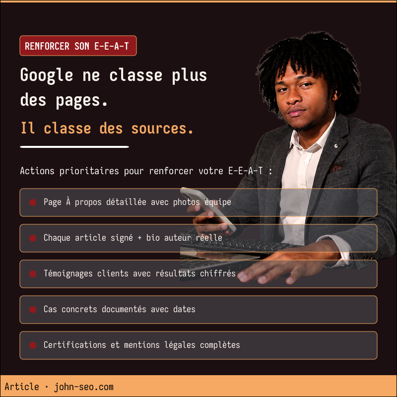 Renforcer l'E-E-A-T de votre site 2026 — guide pratique John SEO consultant freelance Madagascar
