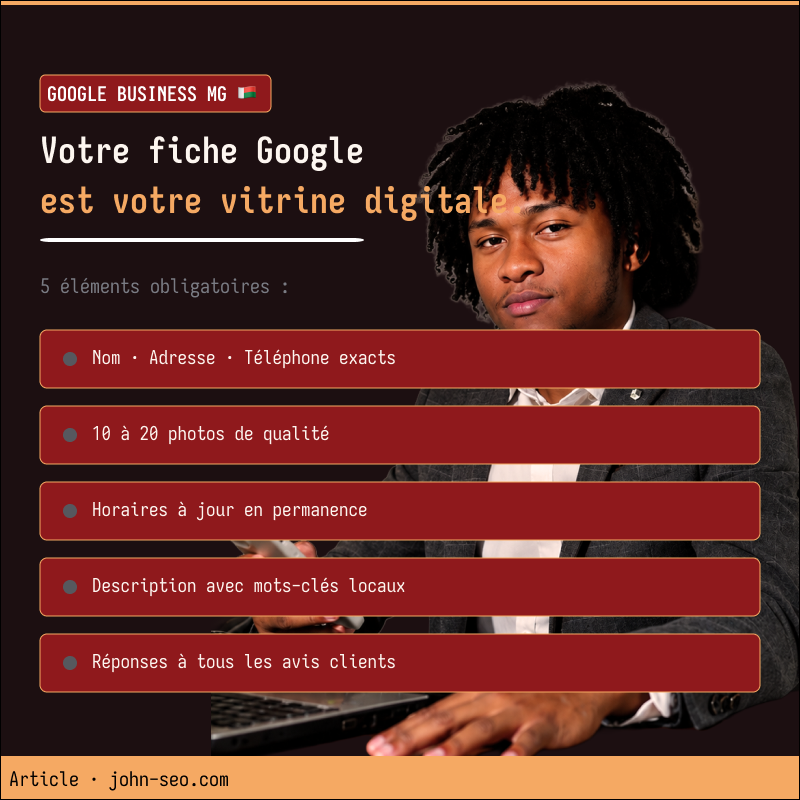 5 éléments Google Business Profile obligatoires pour SEO local Madagascar — John consultant SEO